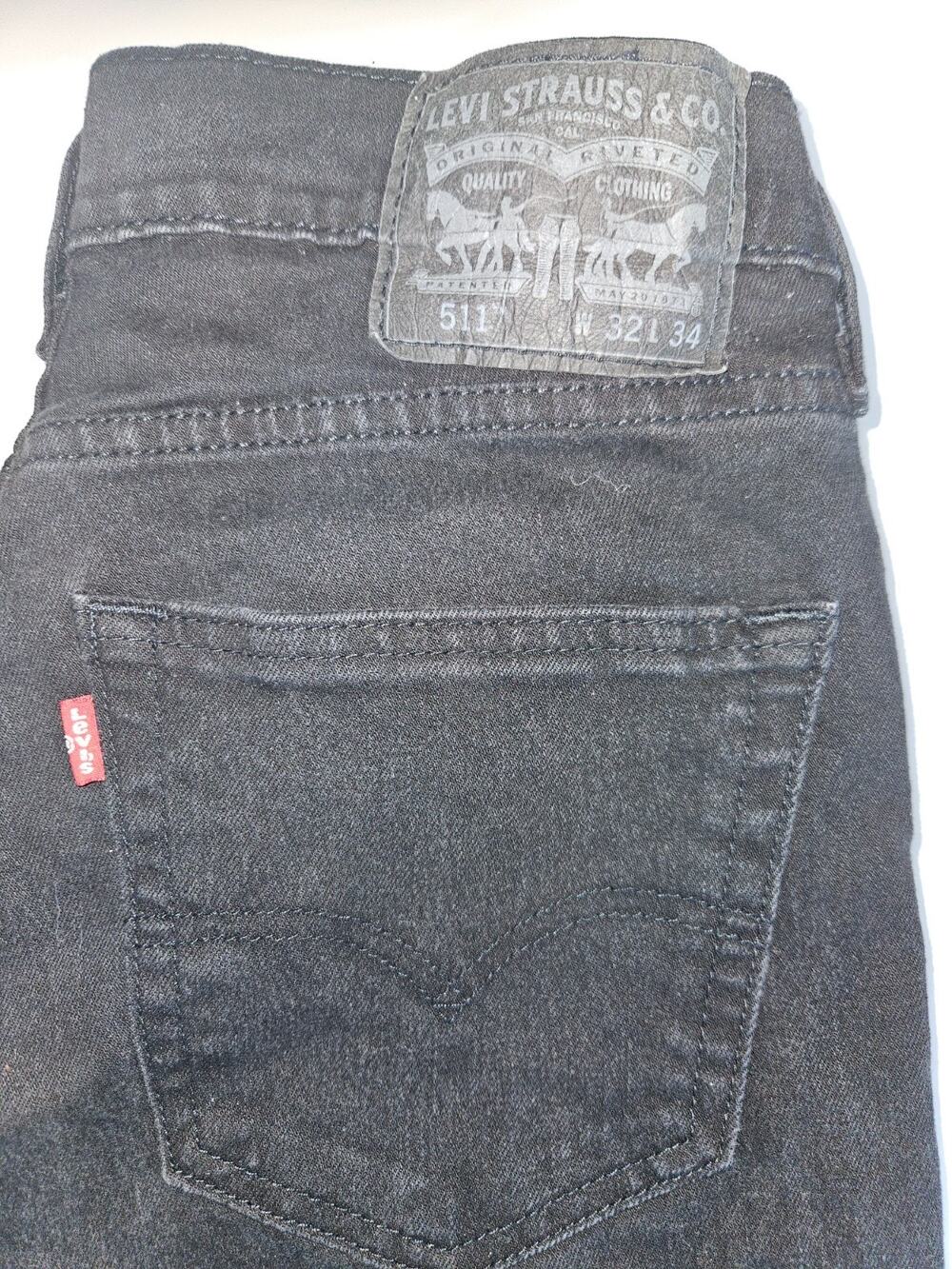 Levi's 511 Slim Fit Black Jeans Men's 32x34 Stretch Denim Straight Leg Pants